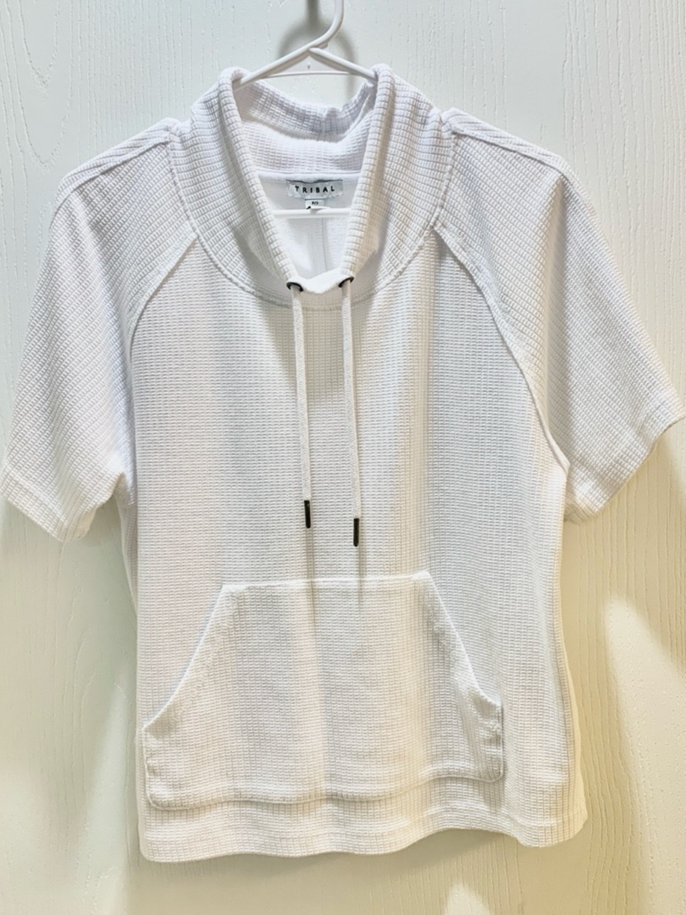 Tribal White Short-Sleeve Waffle Hoodie
